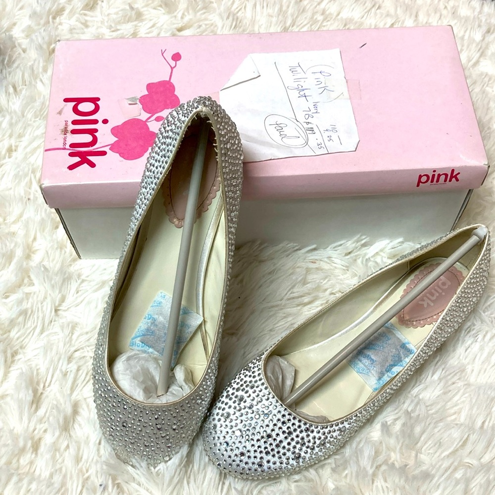 Pink embellished flats